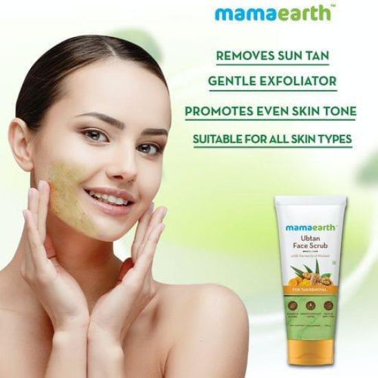 Mamaearth Ubtan Scrub For Face With Turmeric & Walnut For Tan Removal (100gm)