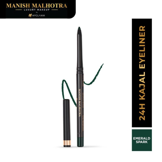 Manish Malhotra 24h Kajal Eyeliner - Emerald Spark (Green) | Long Lasting, WaterProof, Smudge Proof Retractable Eye Kajal Pencil