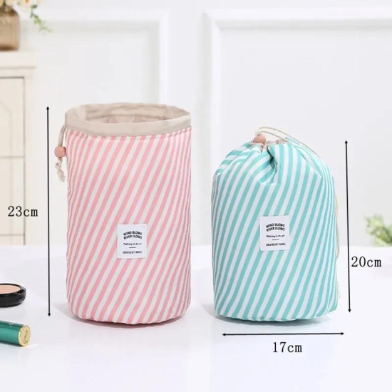 Printed Cosmetic Bag-Pink Stripe