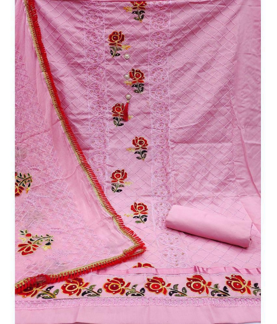 MEHZEEL FAB - Unstitched Pink Cotton Blend Dress Material ( Pack of 1 ) - Pink