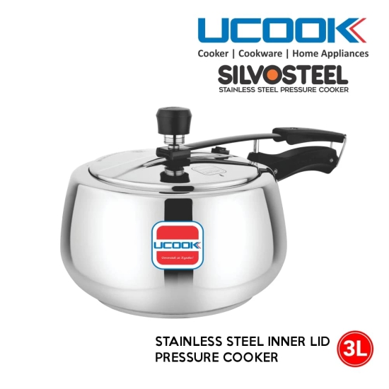 UCOOK By United Ekta Engg. Stainless Steel Silvo Induction Pressure Cooker, 3 Litre, Silver