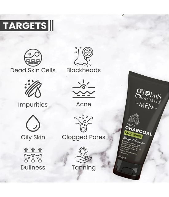 Globus Naturals Activated Charcoal Face Scrub for Men, 100gm