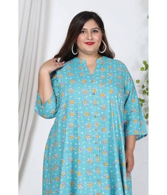 Swasti Cotton Blend Printed A-line Womens Kurti - Blue ( Pack of 1 ) - None