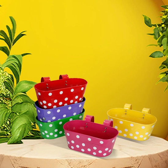 Polka Double Hook Metal Balcony Planter Set