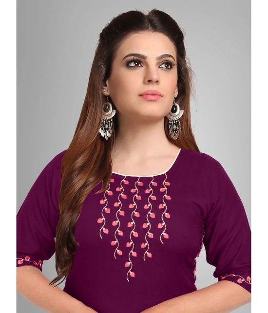 Kapadia - Wine Rayon Womens Straight Kurti ( Pack of 1 ) - None