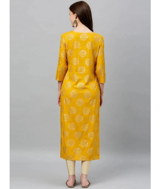 KIPEK - Mustard Rayon Womens Straight Kurti ( Pack of 1 ) - None