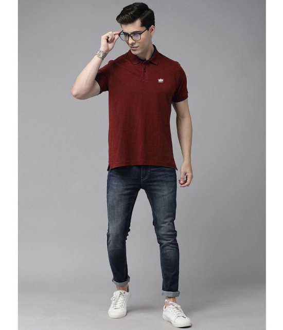 ADORATE Cotton Blend Regular Fit Solid Half Sleeves Mens Polo T Shirt - Maroon ( Pack of 1 ) - None