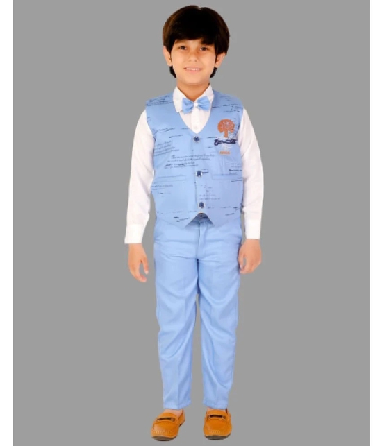 DKGF Fashion - Light Blue Cotton Blend Boys Shirt & Pants ( Pack of 1 ) - None