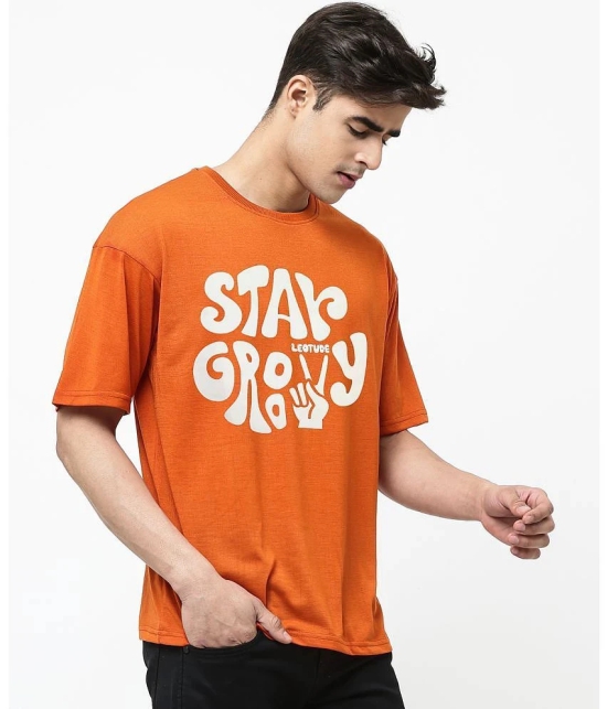 Leotude - Orange Cotton Blend Oversized Fit Mens T-Shirt ( Pack of 1 ) - None