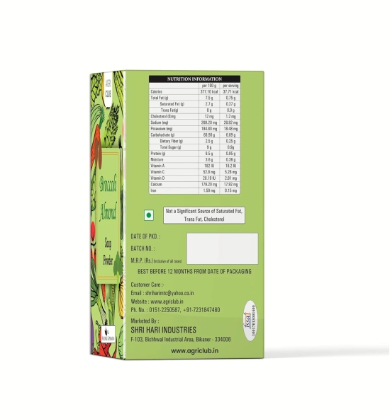 Agri Club Broccoli Almond Soup Powder, 15 Sachets Each 15 gm