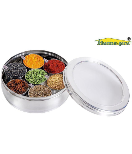 HomePro - Masala Dabba SS Steel Silver Spice Container ( Set of 1 ) - Silver