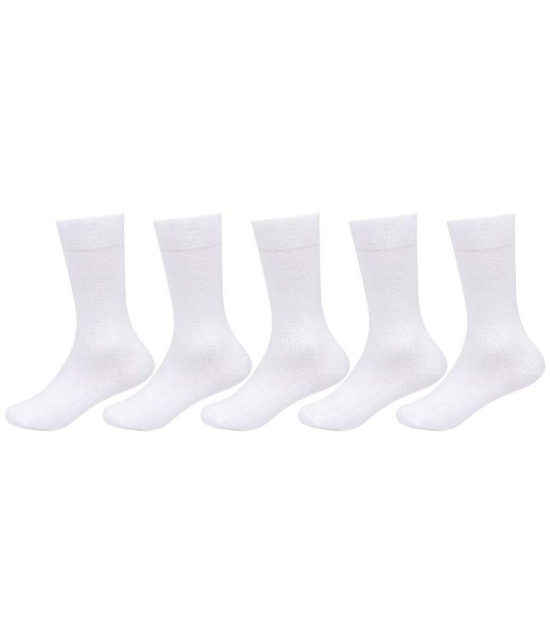 Bonjour - Cotton Blend White Boys School Socks ( Pack of 5 ) - 5-6Years