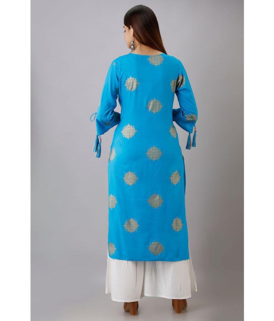 MAUKA - Blue Straight Rayon Women's Stitched Salwar Suit ( Pack of 1 ) - None