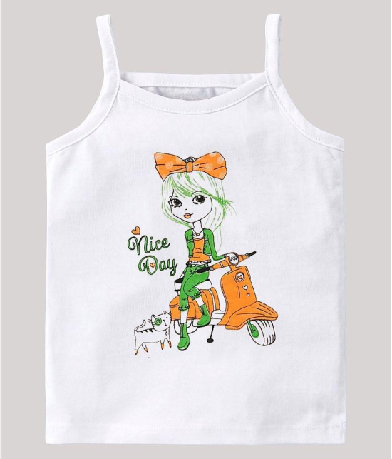 HAP GIRLS Pure Cotton White camisoles with Animal Prints & Inspiring Quotes |Innerwear / Slips | Pack of TEN - None