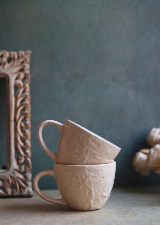 Cream Textured Mug-Set of two