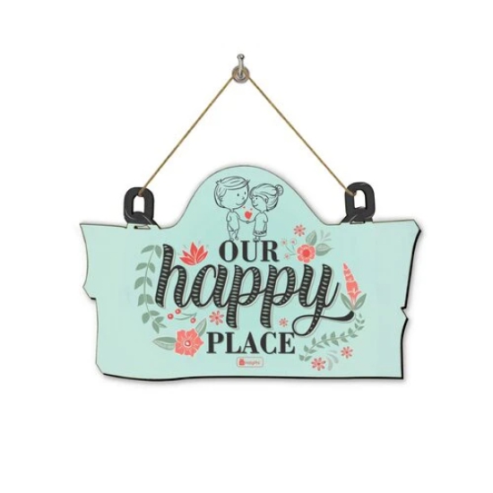 Indigifts Wooden Door Wall Hanging Valentine Gift for Girlfriend Boyfriend Couple You Are My Happy Place 11.05x7 Inch - Gift for Boyfriend, Gift for Girlfriend, Gift For Lover, Gifts For Couple