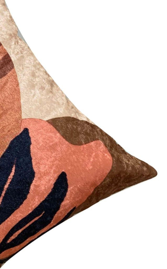 Twig Sunset Modern Chic Designer Velvet Cushion Cover (Beige)