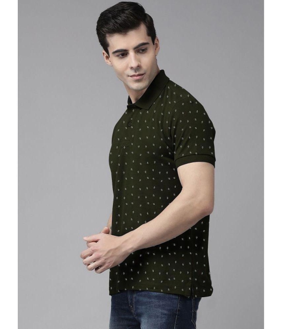 ADORATE Cotton Blend Regular Fit Printed Half Sleeves Mens Polo T Shirt - Olive Green ( Pack of 1 ) - None