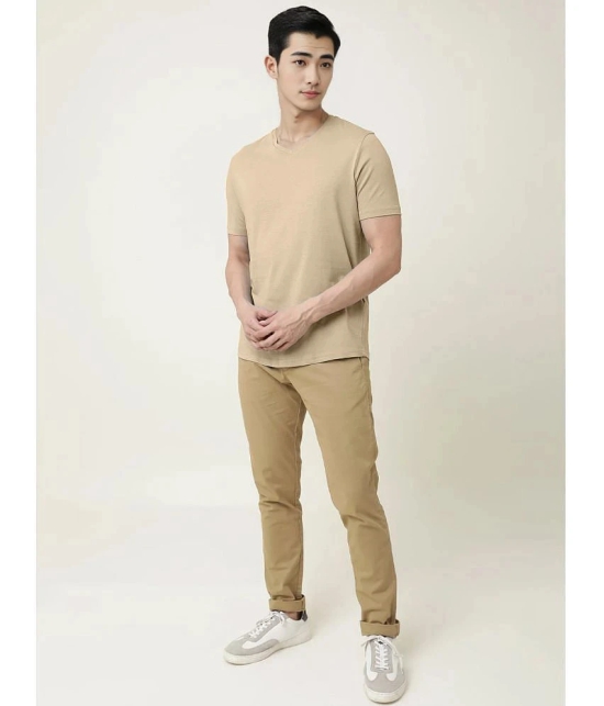 Radprix Cotton Regular Fit Solid Half Sleeves Mens T-Shirt - Beige ( Pack of 1 ) - None