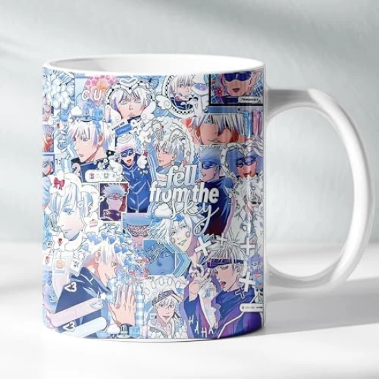 ForVano Anime Printed Mug for Gifting Jujutsu Kaisen Gojo Ceramic Cup with Keychain Combo S2