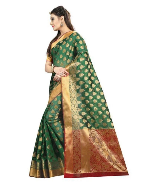 Gazal Fashions Green Banarasi Silk Saree