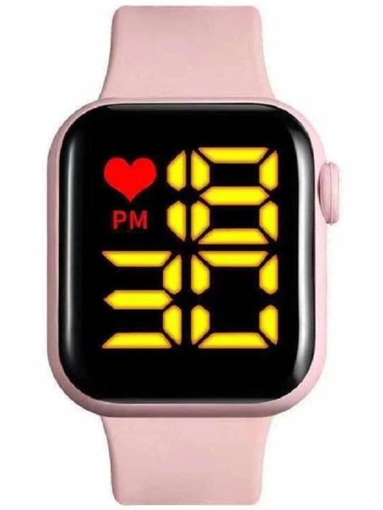 Rhonium Pink Silicon Digital Womens Watch