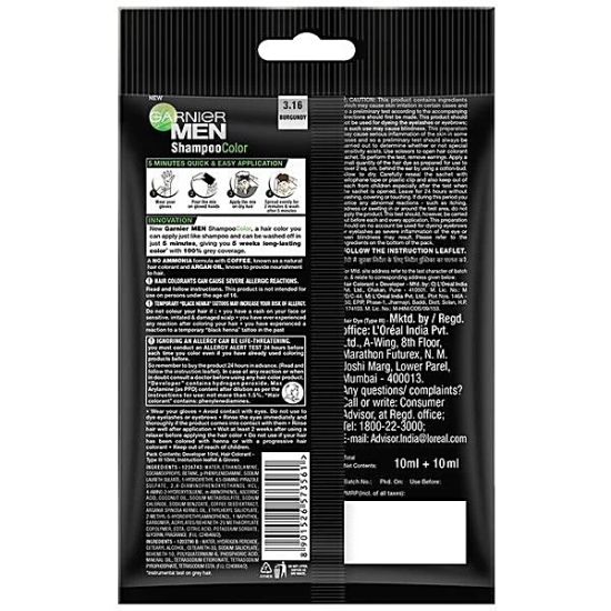 Garnier Men Shampoo Color 3.16 Burgundy