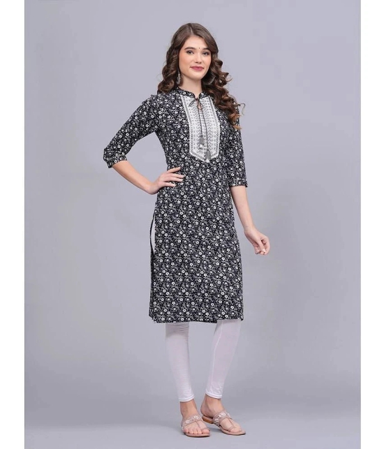 HIGHLIGHT FASHION EXPORT Cotton Printed Straight Womens Kurti - Black ( Pack of 1 ) - None