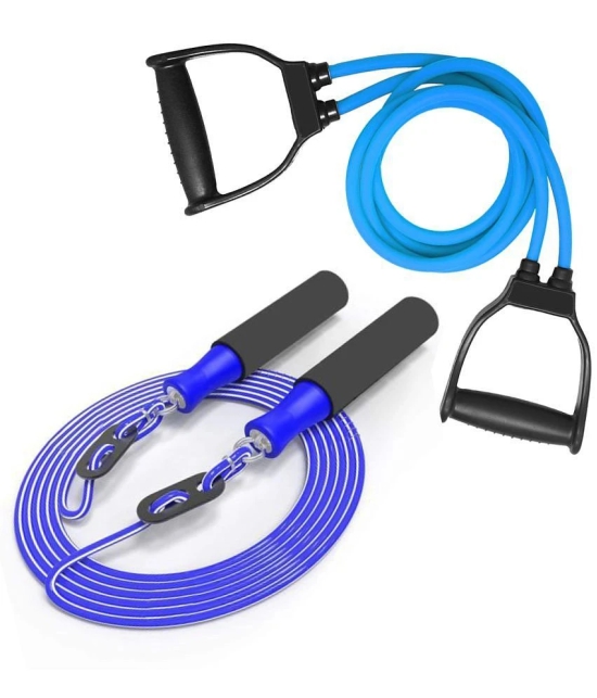 Double Toning Tube Resistance Tube ,Skipping Rope Jump Rope. Resistance Tube - Blue