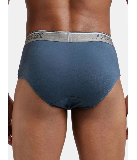 Jockey 8037 Men Super Combed Cotton Solid Brief with Ultrasoft Waistband - Deep Slate (Pack of 2) - None