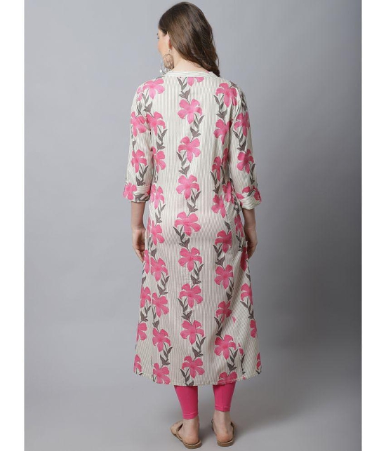 Pistaa Viscose Printed Front Slit Womens Kurti - Pink ( Pack of 1 ) - None