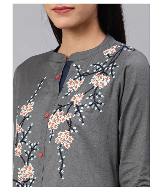 Alena Grey Cotton Straight Kurti - M