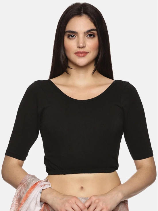 Women Back Printed Stretchable Blouse U024-Navy / Medium