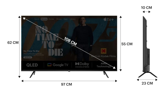 Kodak 108 cm 43 inches 4K Ultra HD Smart QLED TV 43MT5055 Black-Black