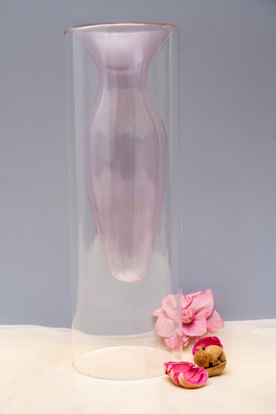 GLASS VASE MID PINKY HOLLOW