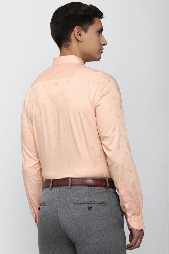 Men Peach Slim Fit Formal Full Sleeves Formal Shirt