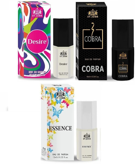 ST.JOHN Cobra Desire,Cobra & Essance Pocket Perfume For Men 10ml Each (30ml) - Pack of 3