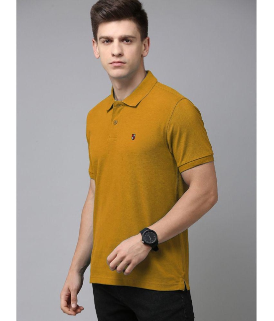 ADORATE - Mustard Cotton Blend Regular Fit Men's Polo T Shirt ( Pack of 1 ) - None