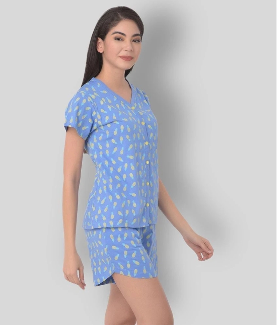 Clovia - Blue Cotton Womens Nightwear Nightsuit Sets ( Pack of 2 ) - 2XL