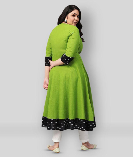 Estela - Green Cotton Women's Flared Kurti ( Pack of 1 ) - L