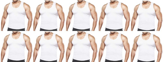 Men's Regular Cotton Sleeveless White Vests (PACK OF 10)