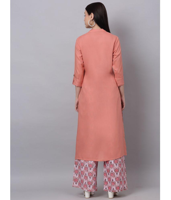 Doriya - Pink Front Slit Rayon Women's Stitched Salwar Suit ( Pack of 1 ) - None