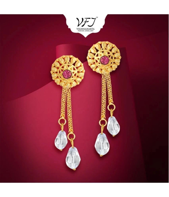 Vighnaharta Golden Drop Earrings ( Pack of 1 ) - Golden