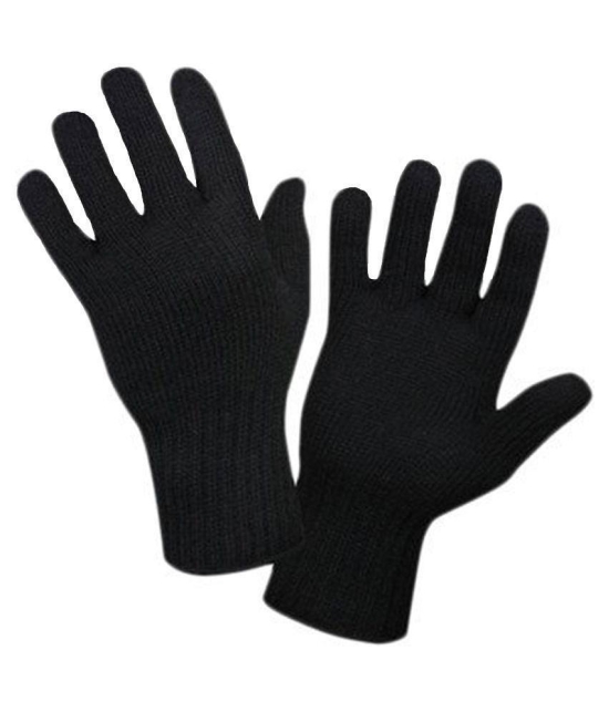 Whyme Fashion Men Black Woolen Gloves For Winters - Black