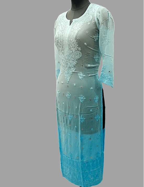 Ocean Blue Chikankari Women Kurta