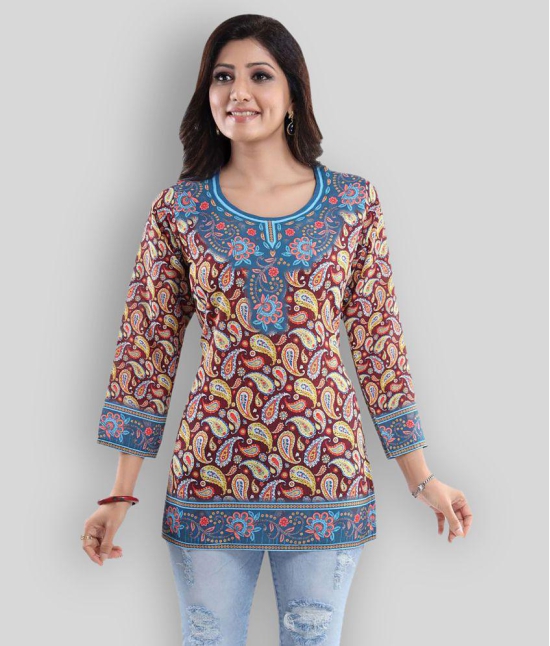 Meher Impex - Brown Crepe Women''s Straight Kurti ( Pack of 1 ) - XL