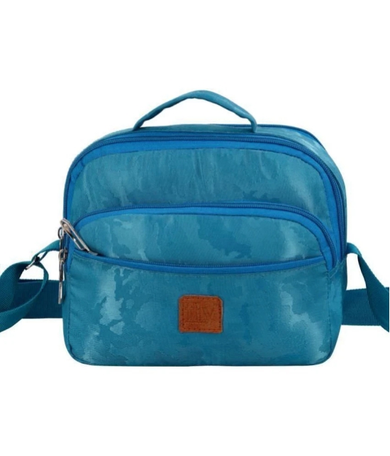 Leather World Blue Solid Messenger Bag - Blue