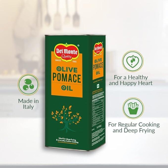 Del Monte Pomace Olive Oil, Ideal for Everyday Indian Cooking & Deep Frying, 5L TIN