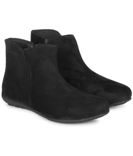 Ishransh Black Women''s Ankle Length Boots - None