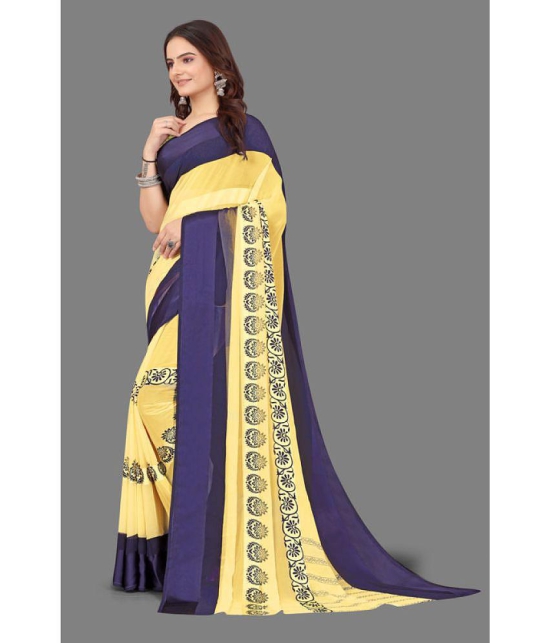 Sitanjali - Yellow Georgette Saree With Blouse Piece ( Pack of 1 ) - Yellow